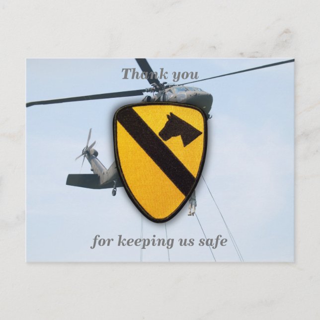 Air cav cavalry fort hood veterans vets patch postcard (Front)