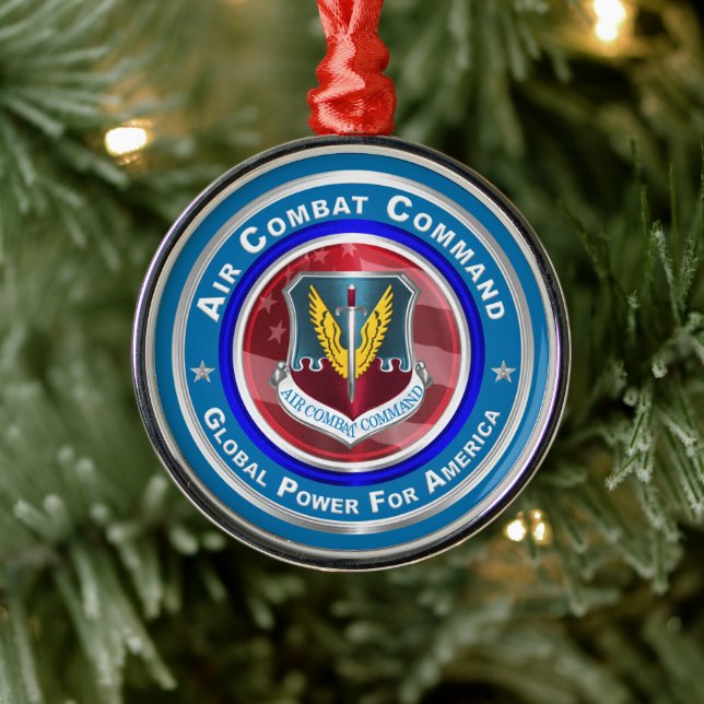 Air Combat Command Customized Christmas Metal Ornament (Tree)
