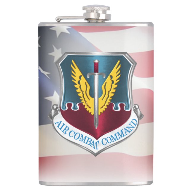 Air Combat Command with American Flag Hip Flask (Front)