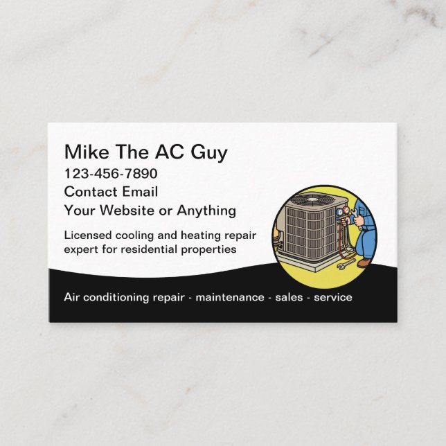 Air Conditioning And Heating Services Business Card (Front)