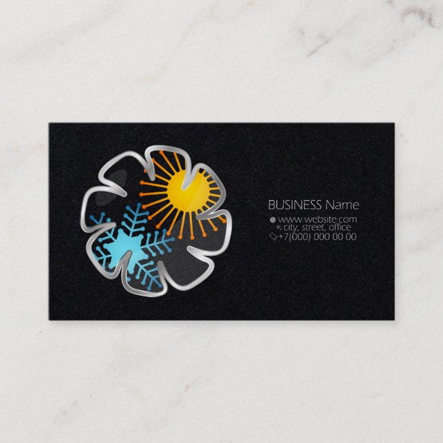 Air conditioning fan sun and snowflake business ca business card (Front)