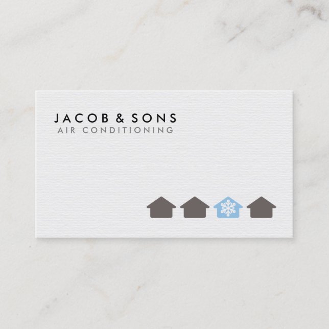 Air Conditioning Heating Cooling House Icon Business Card (Front)