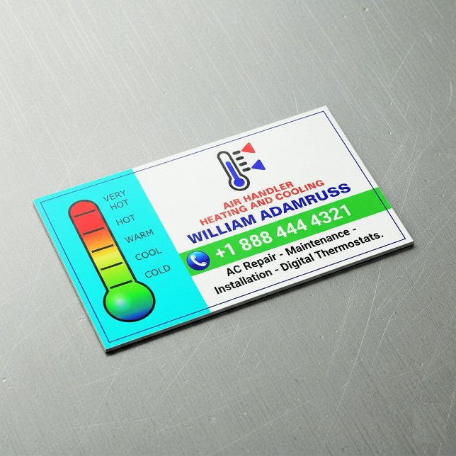 Air Conditioning Heating & Cooling Service, HVAC Magnetic Business Card (HVAC magnet business cards, refrigerator contact magnets)