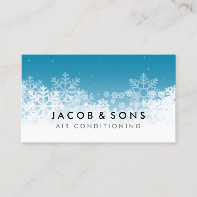 Air Conditioning Heating Cooling Snowflakes Business Card (Front)