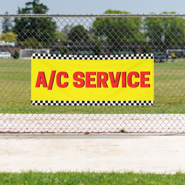 Air Conditioning Service Automotive Shop Yellow Banner (Insitu)