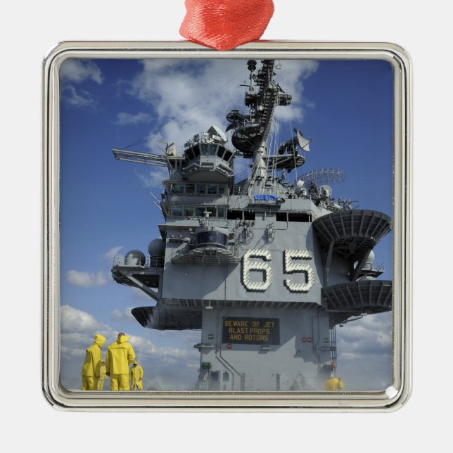 Air department Sailors test the sprinkler syste Metal Ornament (Front)