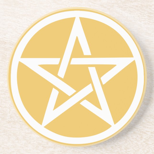 Air Element Pentacle Altar Tile - Yellow Coaster (Front)