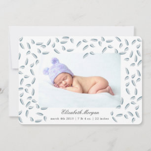 Air Feuille bleu   carte faire-part de naissance