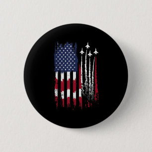 Air Force American Flag Patriotic Red White Blue 4 2 Inch Round Button