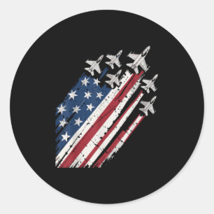 Air Force American Flag Patriotic Red White Blue 4 Classic Round Sticker