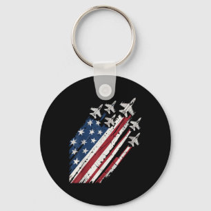 Air Force American Flag Patriotic Red White Blue 4 Keychain