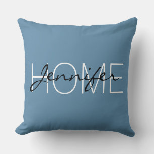 Air Force blue colour home monogram Throw Pillow