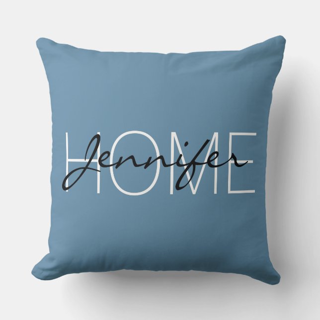 Air Force blue colour home monogram Throw Pillow (Front)