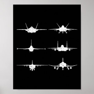 Air Force Fighter Jets F-4 F-111 F-15 F-16 F-22 F- Poster