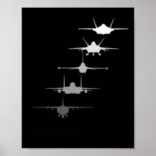 Air Force Fighter Jets F-4 F-111 F-15 F-16 F-22 F- Poster