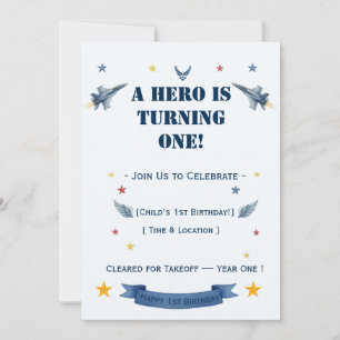 Air Force First Birthday Invite Hero Turns One