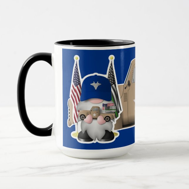 Air Force Gnome with Military Truck Mug (Left)
