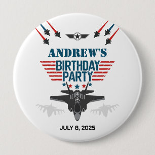 Air force jet fighter pilot Birthday 4 Inch Round Button