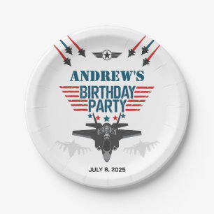 Air force jet fighter pilot Birthday Paper Plate