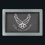 Air Force Logo - Black Belt Buckle<br><div class="desc">This design features the iconic Air Force logo set against a striking blue background. Its clean and patriotic look embodies the honour,  pride,  and tradition of the United States Air Force,  making it ideal for showcasing support and appreciation for military service.</div>