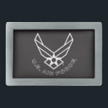 Air Force Logo - Black Belt Buckle<br><div class="desc">This design features the iconic Air Force logo set against a striking blue background. Its clean and patriotic look embodies the honour, pride, and tradition of the United States Air Force, making it ideal for showcasing support and appreciation for military service.</div>