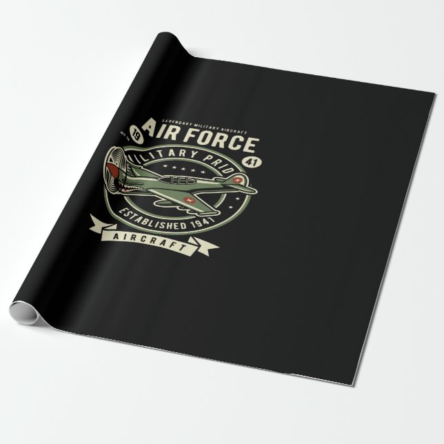 air force military pride aircraft wrapping paper (Unrolled)