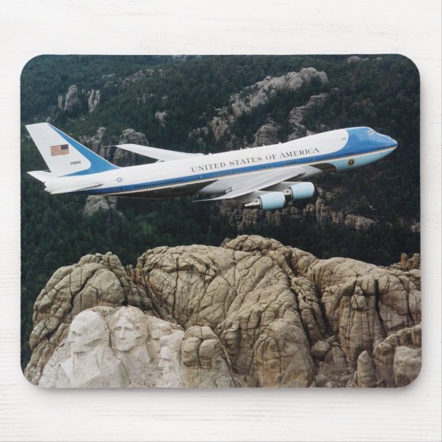 Air Force One flying over Mount Rushmore Mousepad (Front)