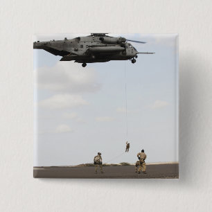 Air Force pararescuemen conduct a combat insert 2 Inch Square Button
