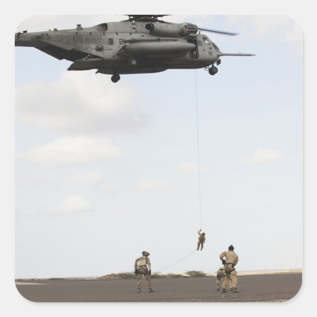 Air Force pararescuemen conduct a combat insert Square Sticker (Front)