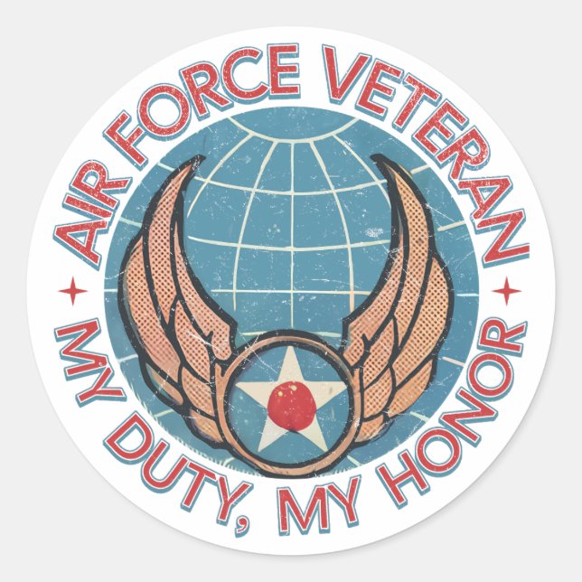 Air Force Veteran Classic Round Sticker (Front)