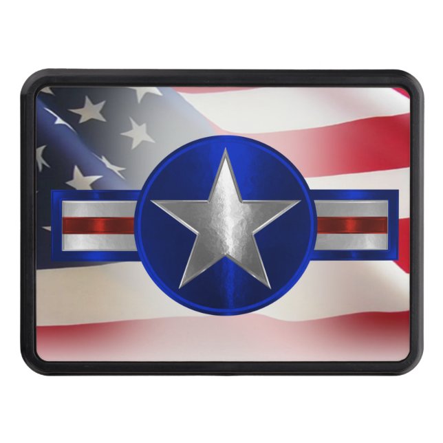 Air Force Veteran & USA Flag Trailer Hitch Cover (Front)