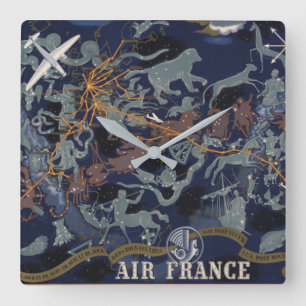 Air France : De nuit et de jour dans tous les ciel Square Wall Clock