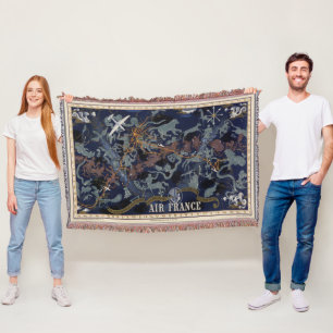 Air France : De nuit et de jour dans tous les ciel Throw Blanket