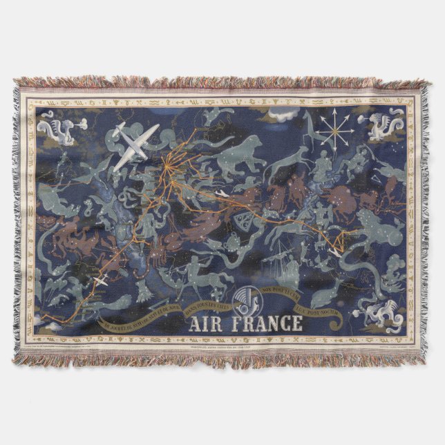 Air France : De nuit et de jour dans tous les ciel Throw Blanket (Front)