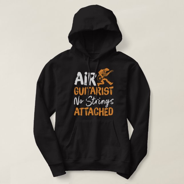 Air Guitarist No Strings Attached Dad Guitar And B Hoodie (Design Front)