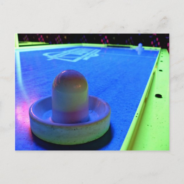 Air Hockey table and mallet with neon lighting Postcard (Front)