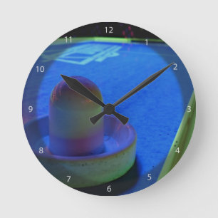 Air Hockey table and mallet with neon lighting Round Clock