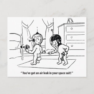 Air Leak in Space Suit, Humourous, Vintage Postcard