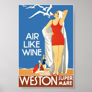 Air Like Wine, Weston England Vintage Travel Poster