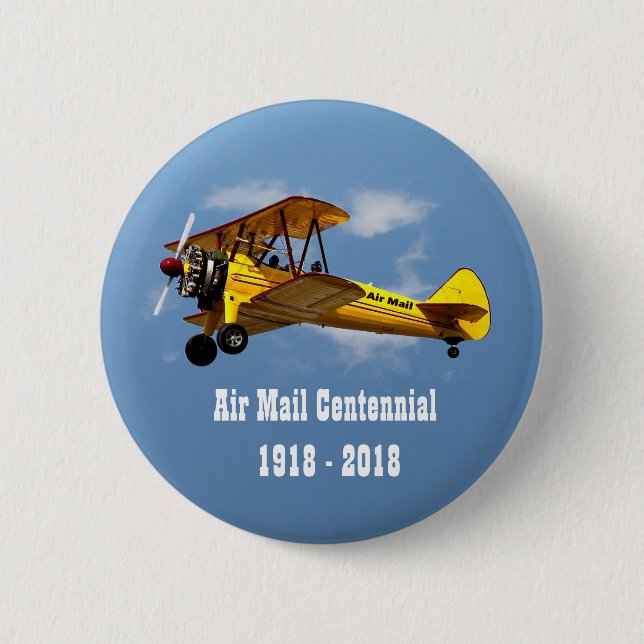 Air Mail Biplane Service 2 Inch Round Button (Front)