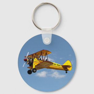 Air Mail Biplane Service Keychain