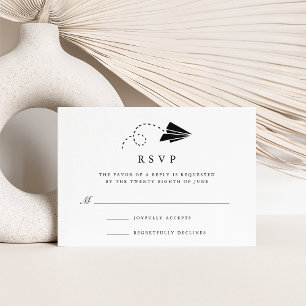 Air Mail   Black and White RSVP Card