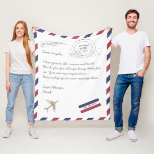 Air Mail Letter and airplane custom message Fleece Blanket