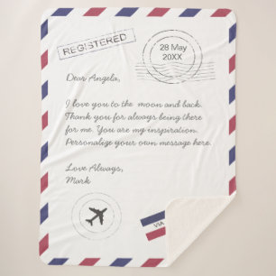 Air Mail Letter custom message Sherpa Blanket