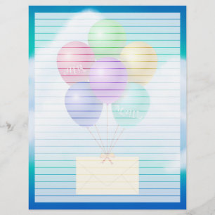 Air Mail Lined -  8.5" x 11" Stationery Sheet