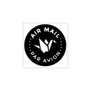 AIR MAIL PAR AVION エアメールスタンプ 折り鶴 鳥 origami bird ラバ Rubber Stamp