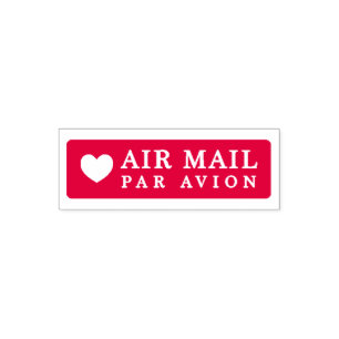 AIR MAIL PAR AVION ハート エアメールスタンプ heart cute love セ Self-inking Stamp