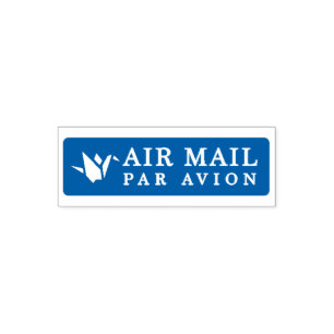 AIR MAIL PAR AVION 折り鶴 鳥 エアメールスタンプ origami bird セル Self-inking Stamp
