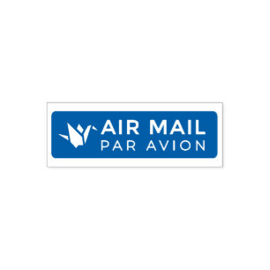 AIR MAIL PAR AVION 折り鶴 鳥 エアメールスタンプ origami bird セル Self-inking Stamp