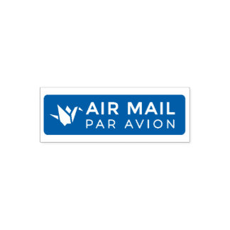 AIR MAIL PAR AVION 折り鶴 鳥 エアメールスタンプ origami bird セル Self-inking Stamp
